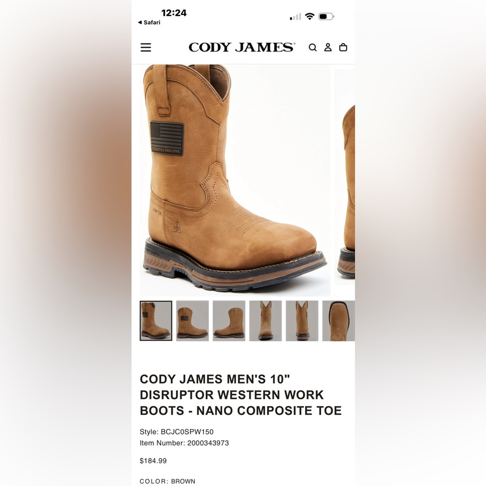 Cody James comp toe Men's Brown Western Work Boots